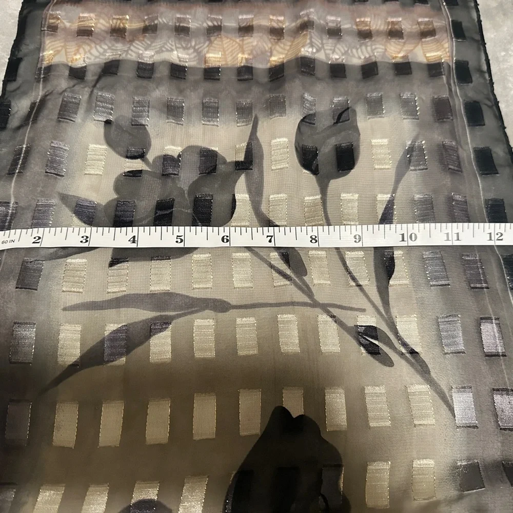 Sheer Flowered Geometric‎ Scarf 13” X 56”